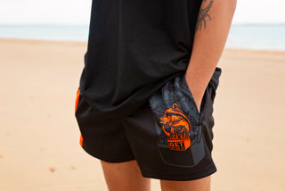 Thirsty Fisherman Footy Shorts With Zipper Pockets