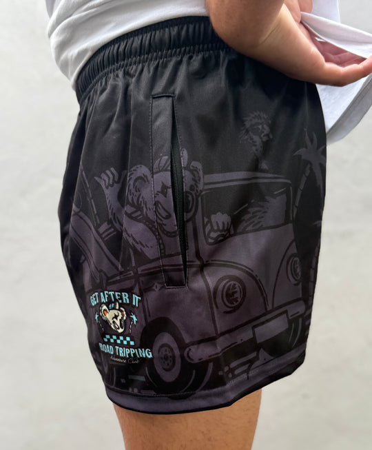 Road Trippin Footy Shorts With Zipper Pockets