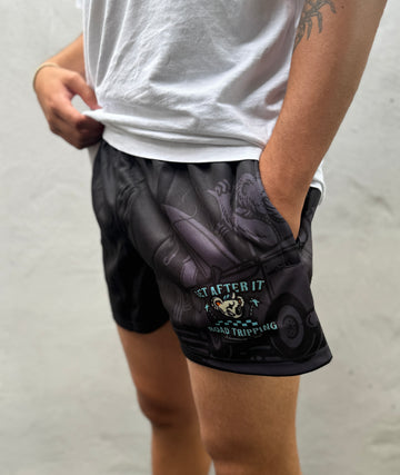 Road Trippin Footy Shorts With Zipper Pockets