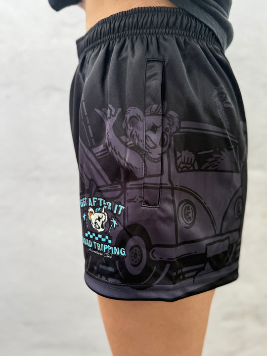 Road Trippin Footy Shorts With Zipper Pockets